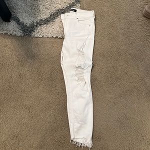 Express white jeans raw edge